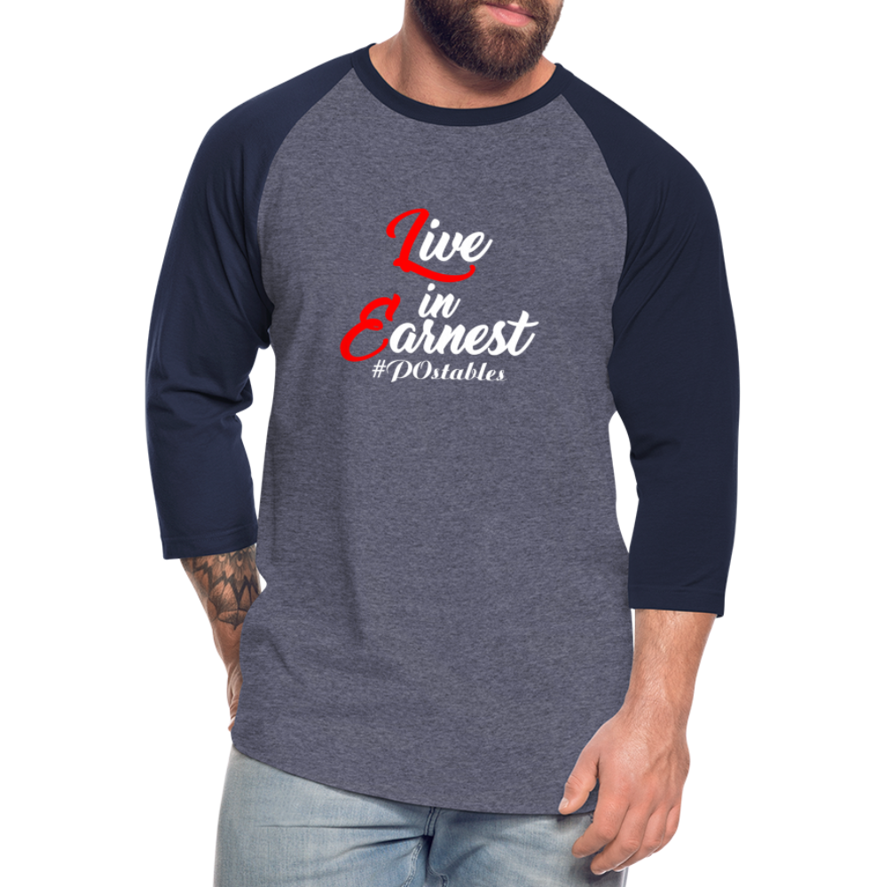 Live in Earnest W Baseball T-Shirt - heather blue/navy