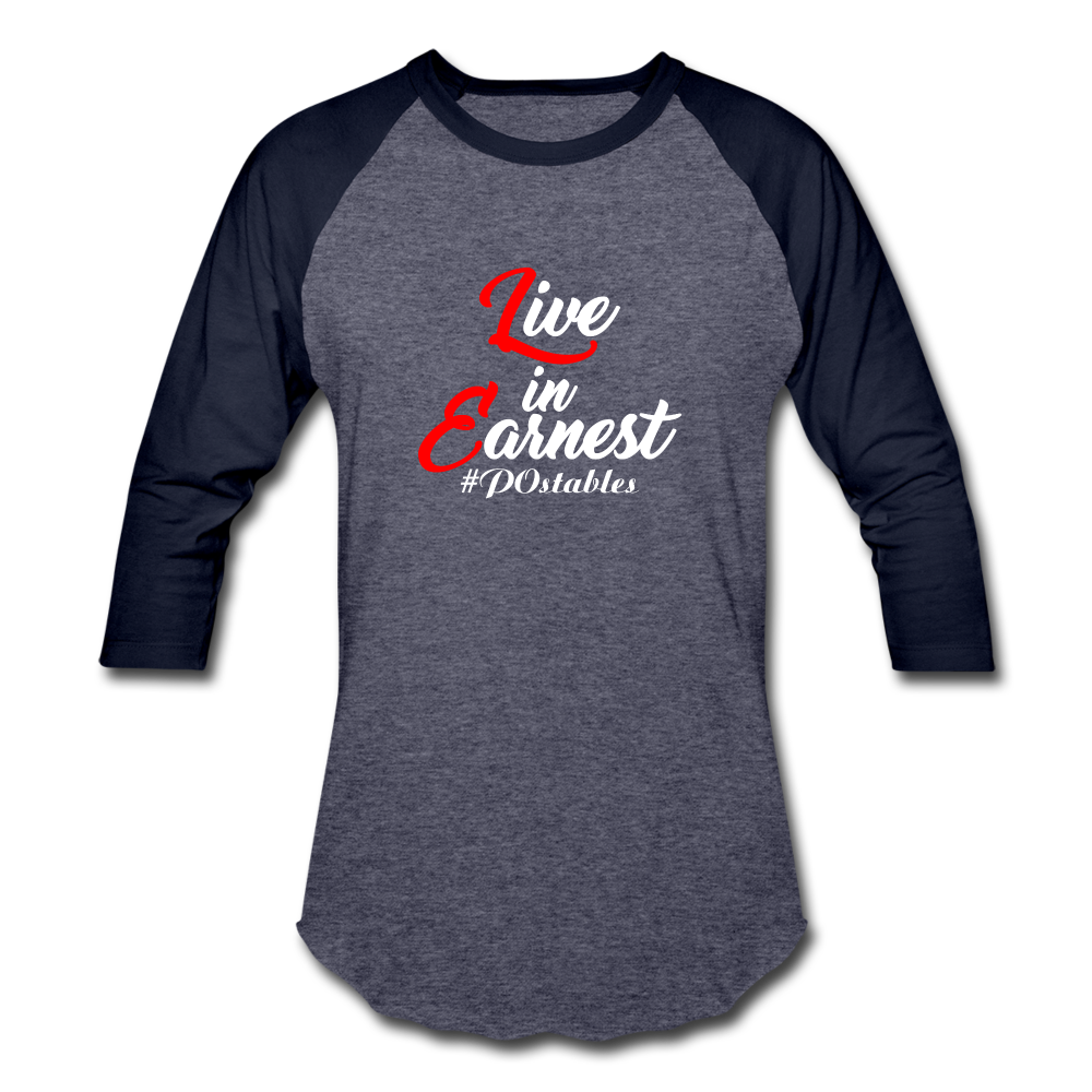 Live in Earnest W Baseball T-Shirt - heather blue/navy