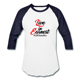 Live in Earnest B Baseball T-Shirt - white/navy