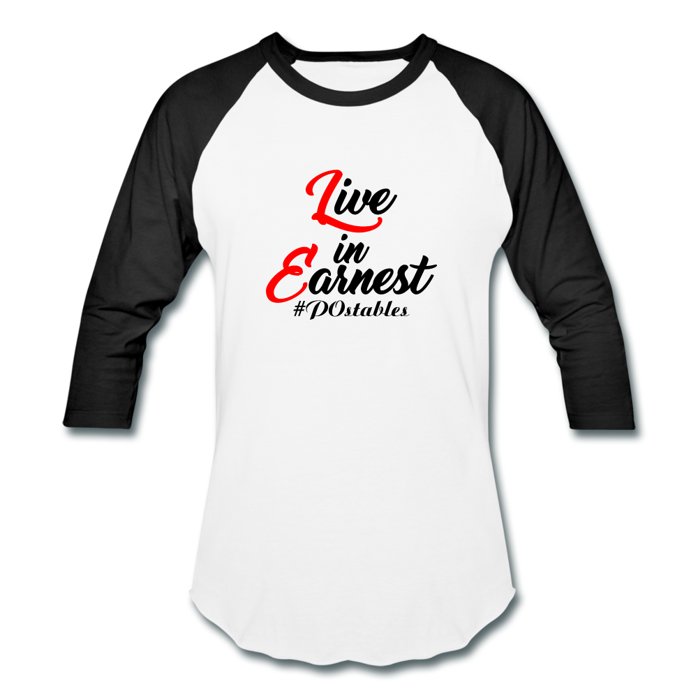Live in Earnest B Baseball T-Shirt - white/black