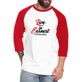 Live in Earnest B Baseball T-Shirt - white/red