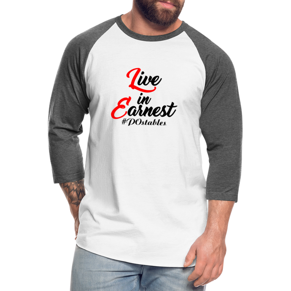 Live in Earnest B Baseball T-Shirt - white/charcoal