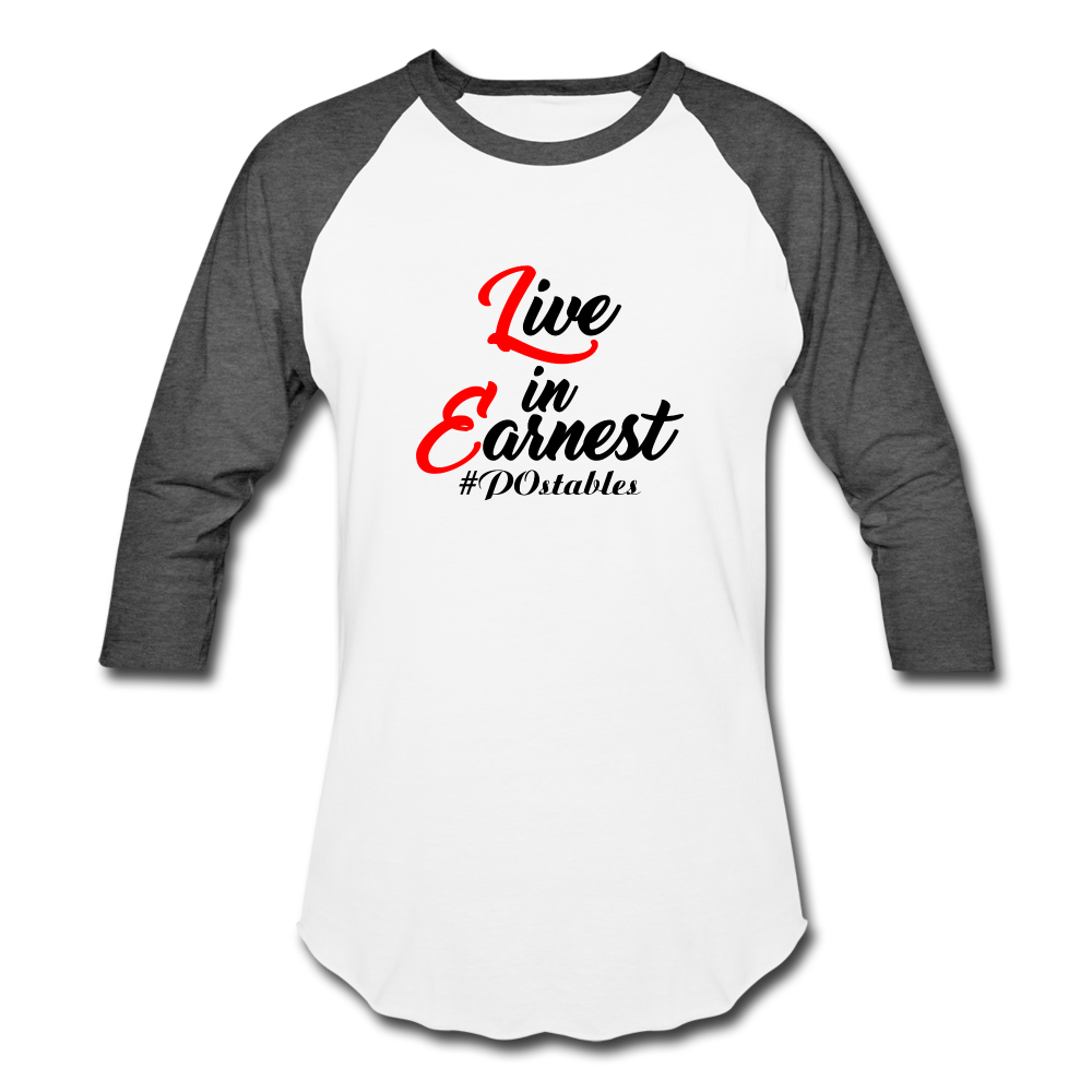 Live in Earnest B Baseball T-Shirt - white/charcoal