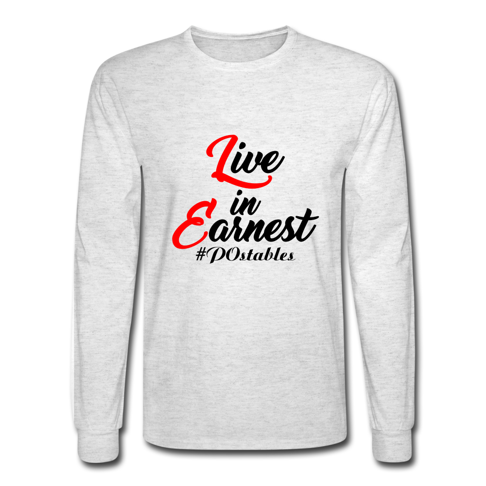 Live in Earnest B Men's Long Sleeve T-Shirt - light heather gray