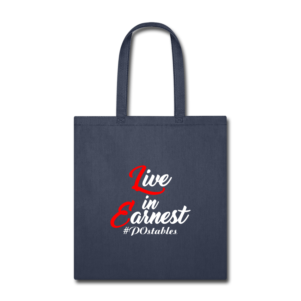Live in Earnest W Tote Bag - navy