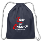 Live in Earnest W Cotton Drawstring Bag - navy