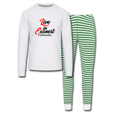 Live in Earnest B Unisex Pajama Set - white/green stripe