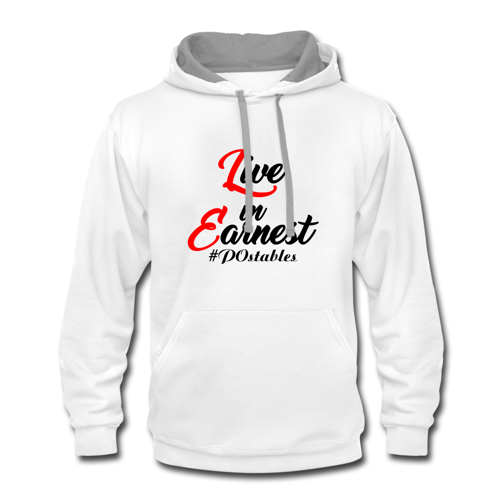 Live in Earnest B Contrast Hoodie - white/gray