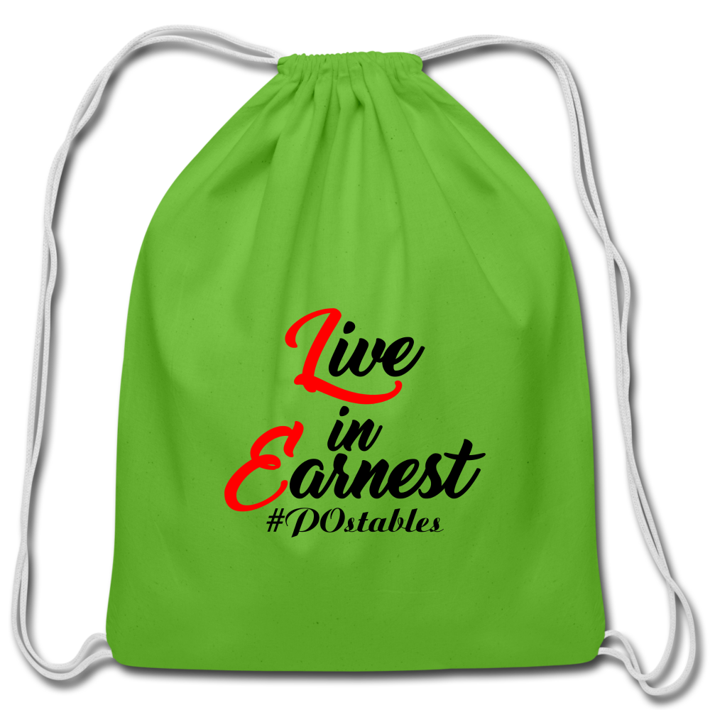 Live in Earnest B Cotton Drawstring Bag - clover