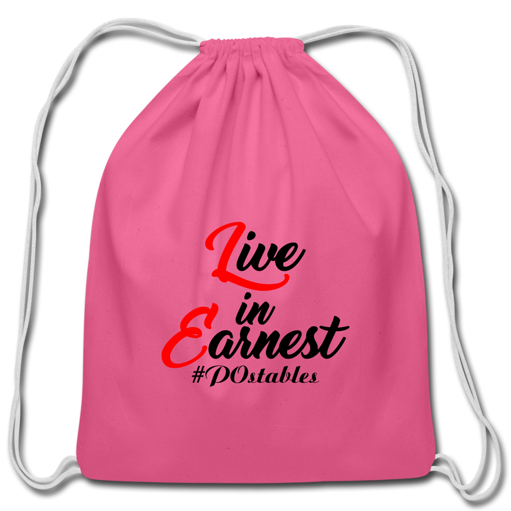 Live in Earnest B Cotton Drawstring Bag - pink