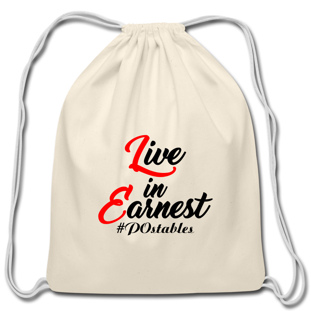 Live in Earnest B Cotton Drawstring Bag - natural