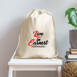 Live in Earnest B Cotton Drawstring Bag - natural