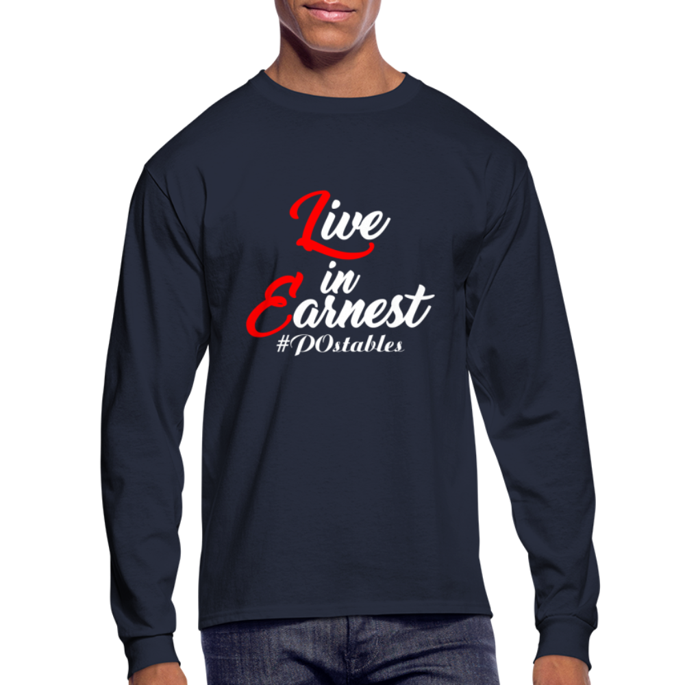 Live in Earnest W Men's Long Sleeve T-Shirt - navy