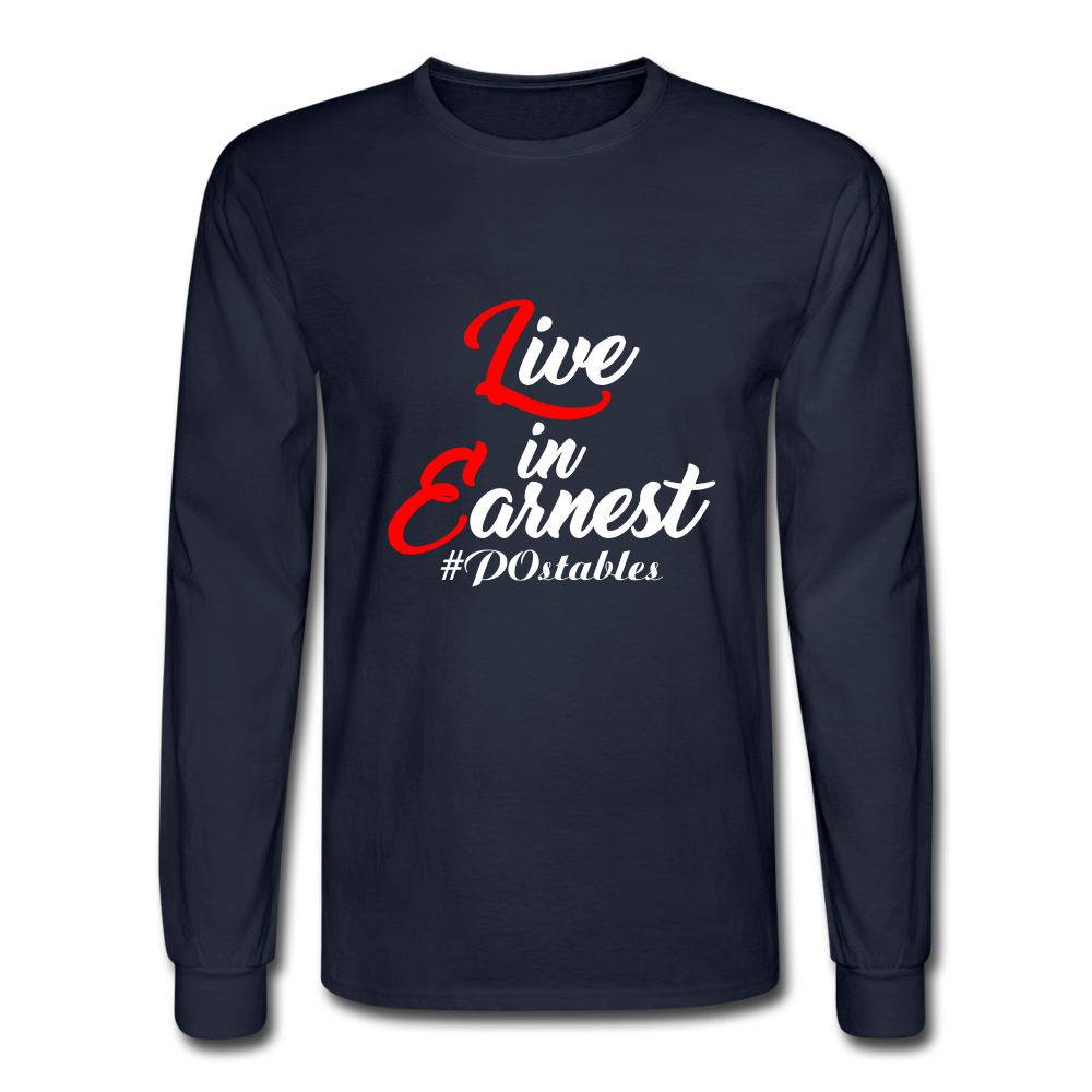 Live in Earnest W Men's Long Sleeve T-Shirt - navy