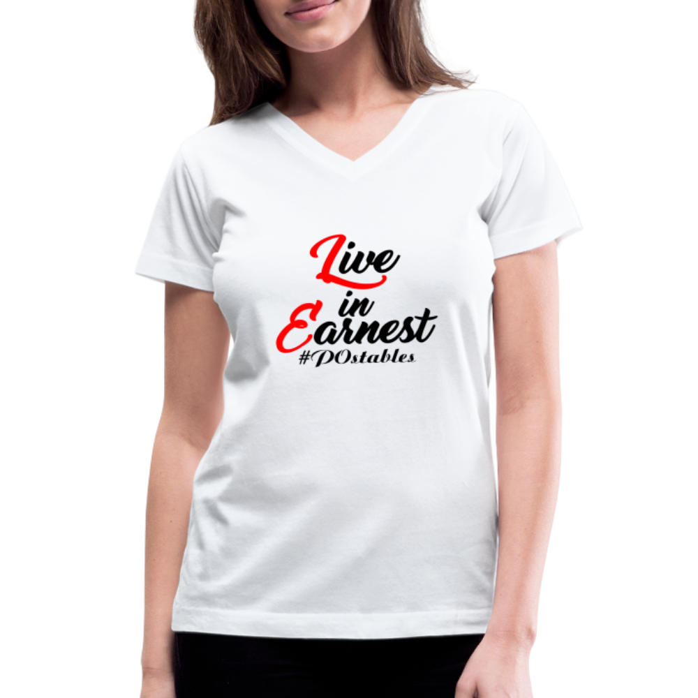Live in Earnest B Women's V-Neck T-Shirt - white