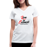 Live in Earnest B Women's V-Neck T-Shirt - white