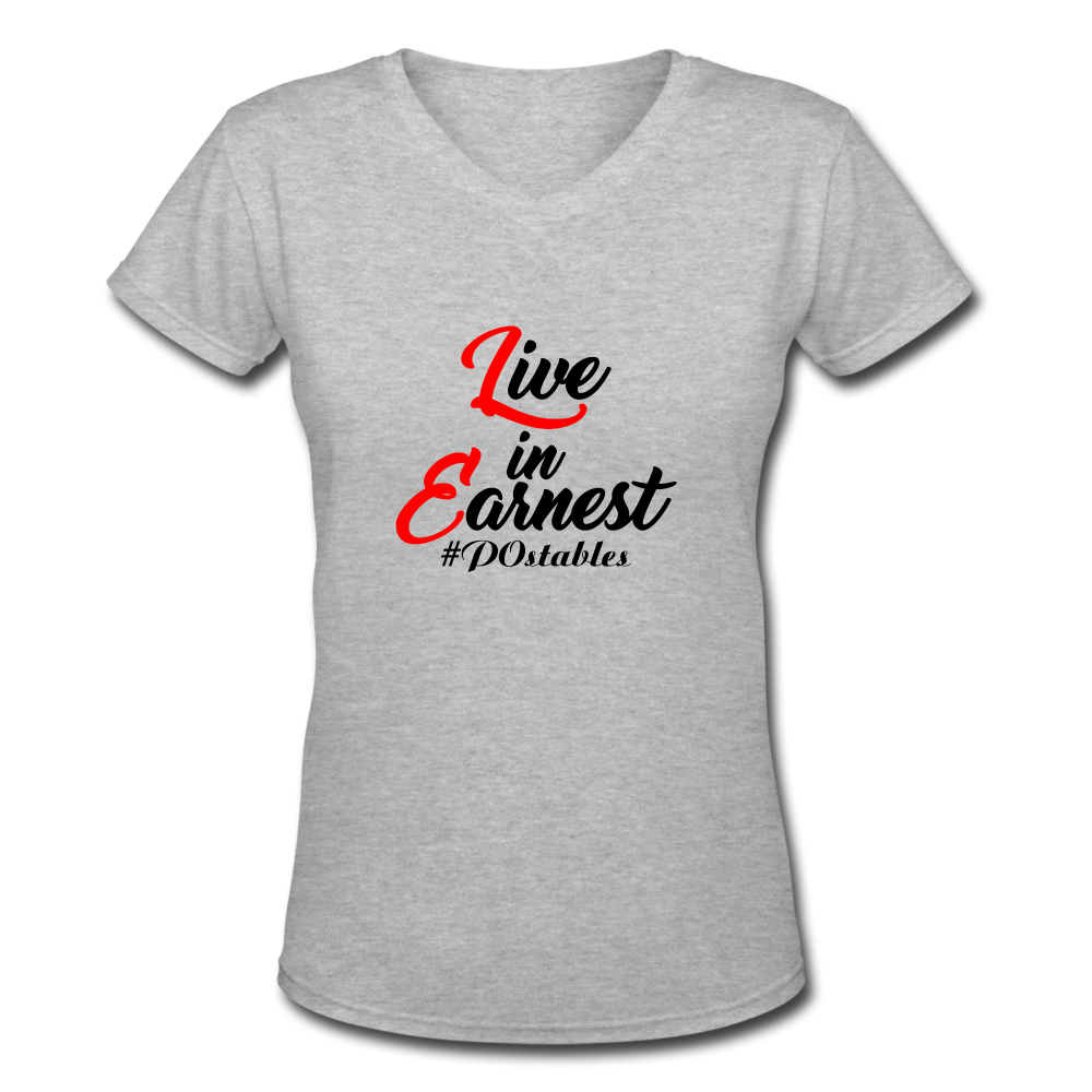 Live in Earnest B Women's V-Neck T-Shirt - gray