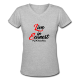 Live in Earnest B Women's V-Neck T-Shirt - gray