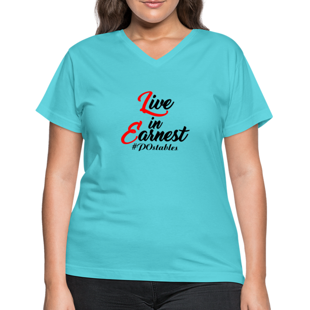 Live in Earnest B Women's V-Neck T-Shirt - aqua