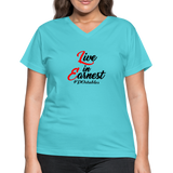 Live in Earnest B Women's V-Neck T-Shirt - aqua