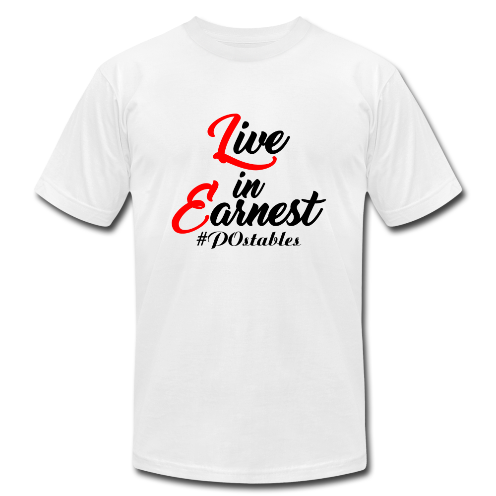 Live in Earnest B Unisex Jersey T-Shirt by Bella + Canvas - white