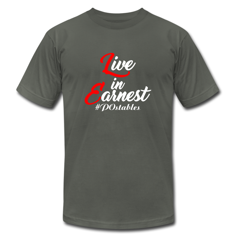 Live in Earnest W Unisex Jersey T-Shirt by Bella + Canvas - asphalt