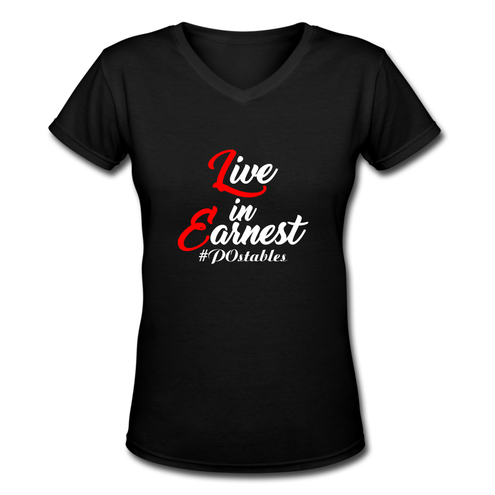 Live in Earnest W Women's V-Neck T-Shirt - black