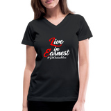 Live in Earnest W Women's V-Neck T-Shirt - black