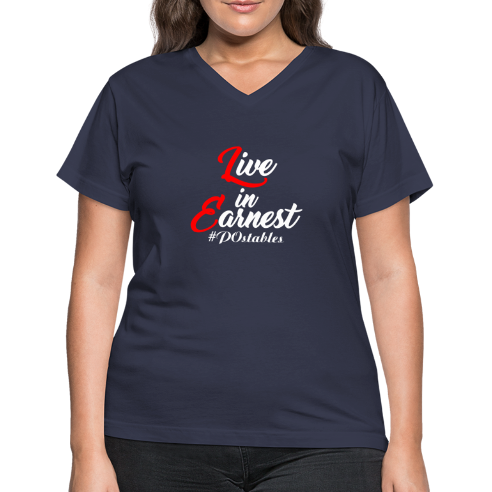 Live in Earnest W Women's V-Neck T-Shirt - navy