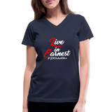 Live in Earnest W Women's V-Neck T-Shirt - navy