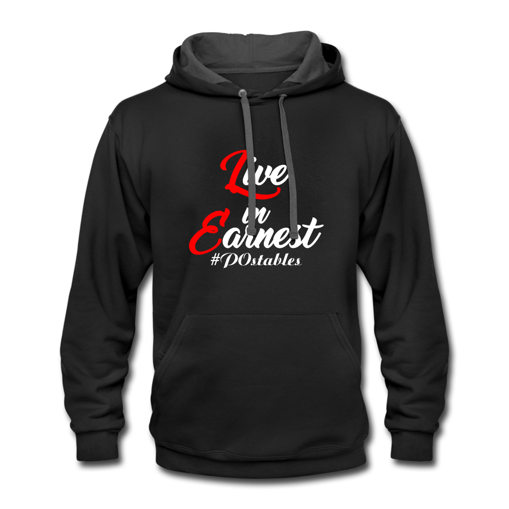 Live in Earnest W Contrast Hoodie - black/asphalt