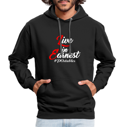 Live in Earnest W Contrast Hoodie - black/asphalt