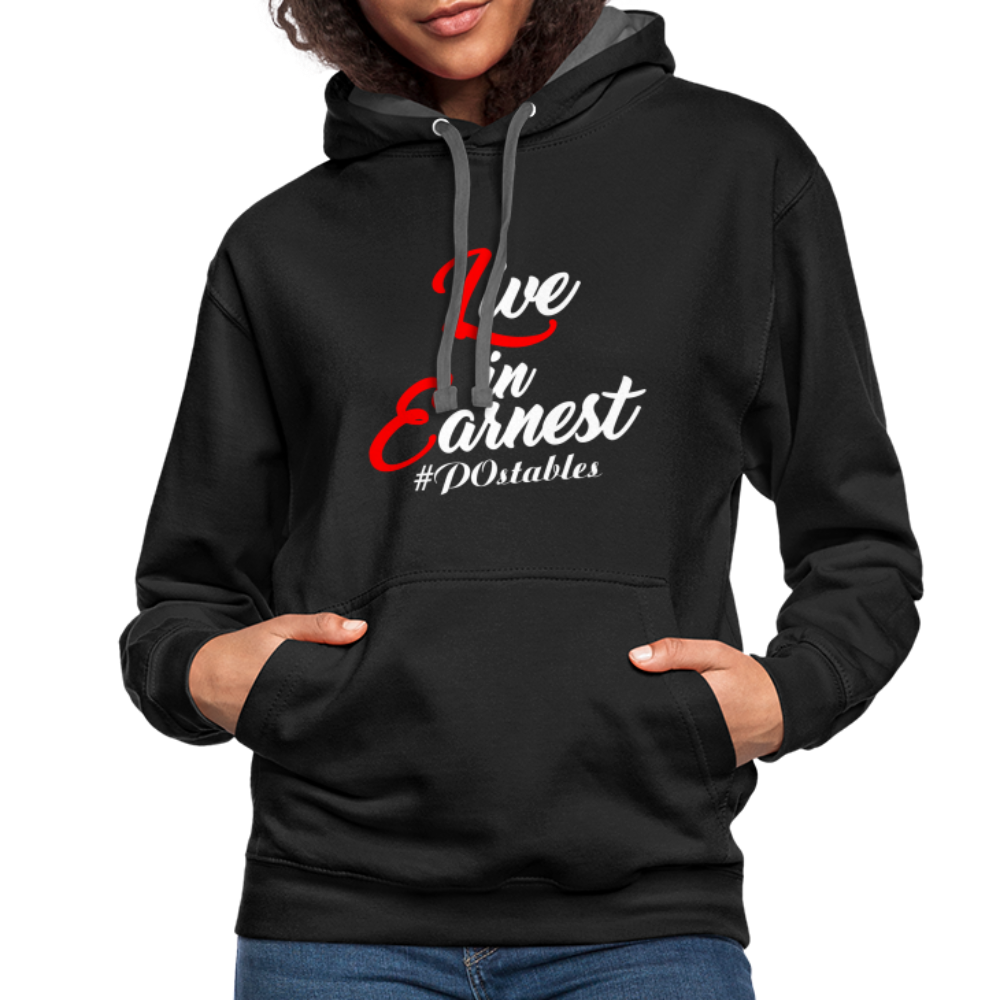 Live in Earnest W Contrast Hoodie - black/asphalt