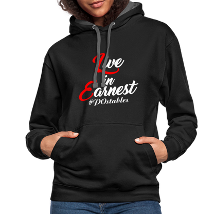 Live in Earnest W Contrast Hoodie - black/asphalt