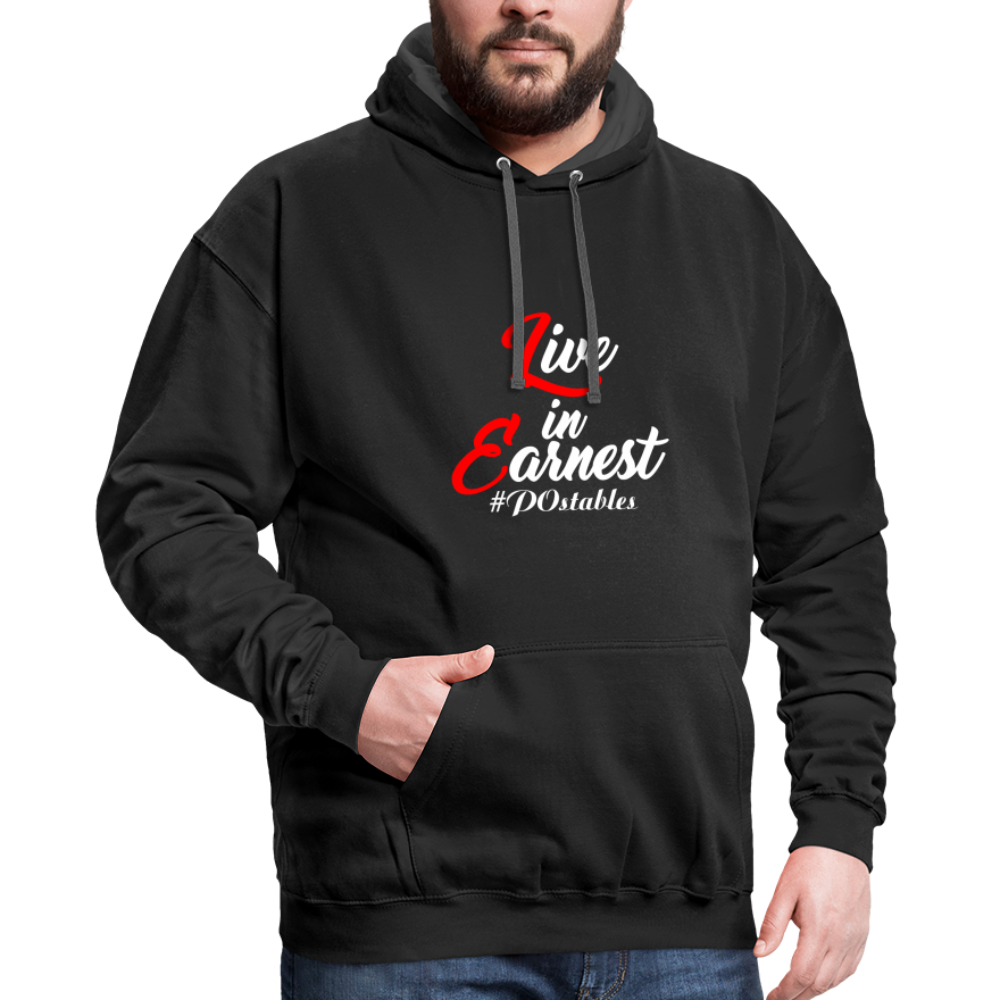 Live in Earnest W Contrast Hoodie - black/asphalt