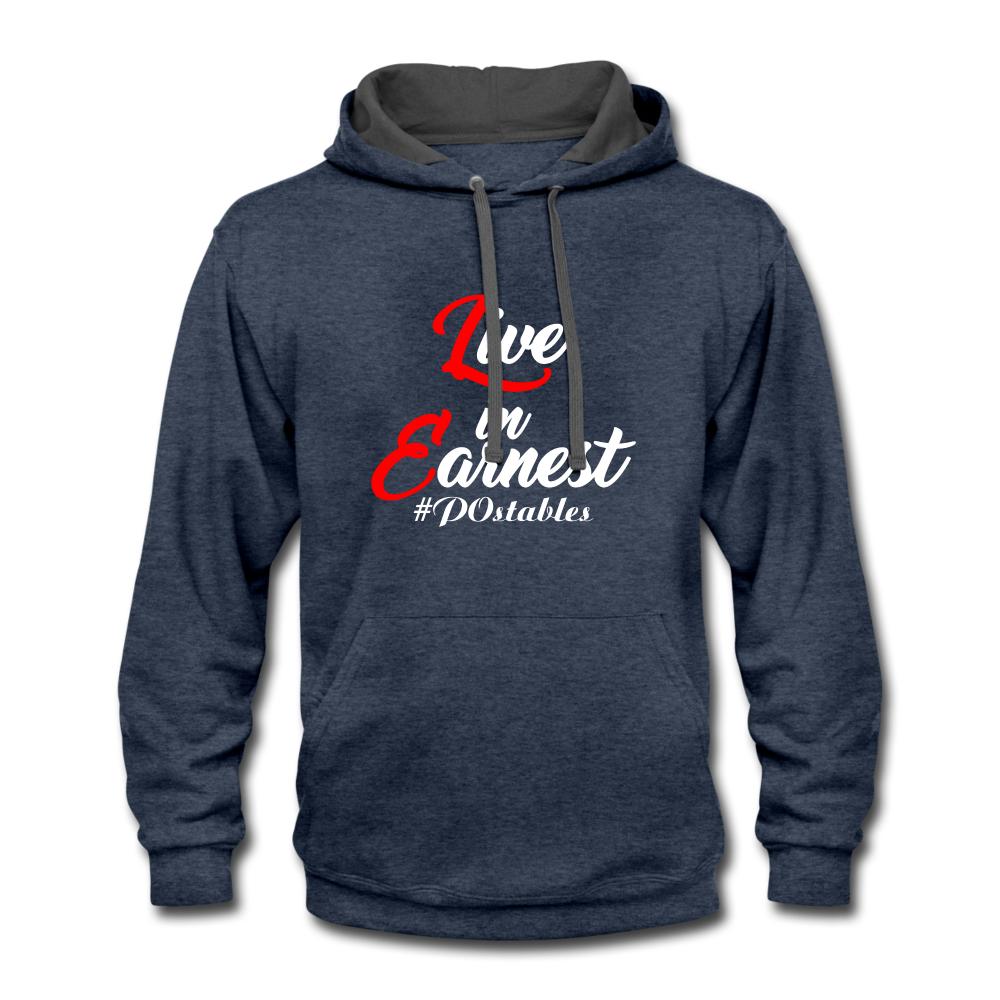 Live in Earnest W Contrast Hoodie - indigo heather/asphalt