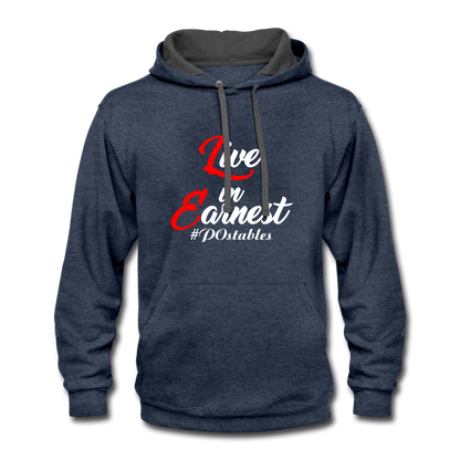 Live in Earnest W Contrast Hoodie - indigo heather/asphalt