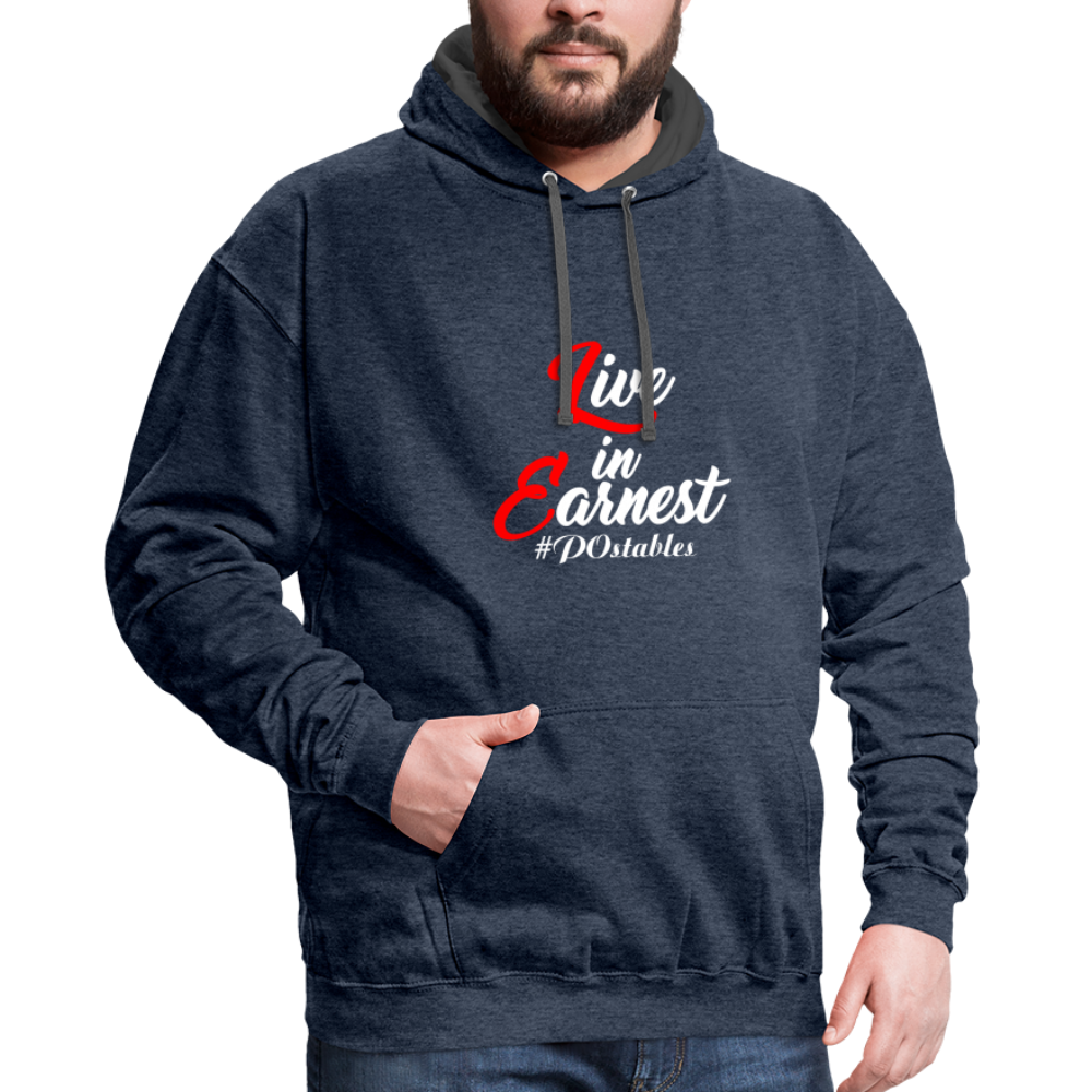 Live in Earnest W Contrast Hoodie - indigo heather/asphalt