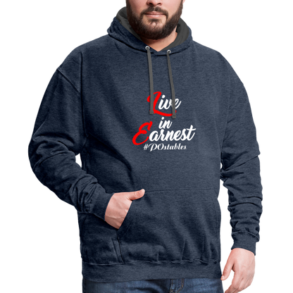 Live in Earnest W Contrast Hoodie - indigo heather/asphalt