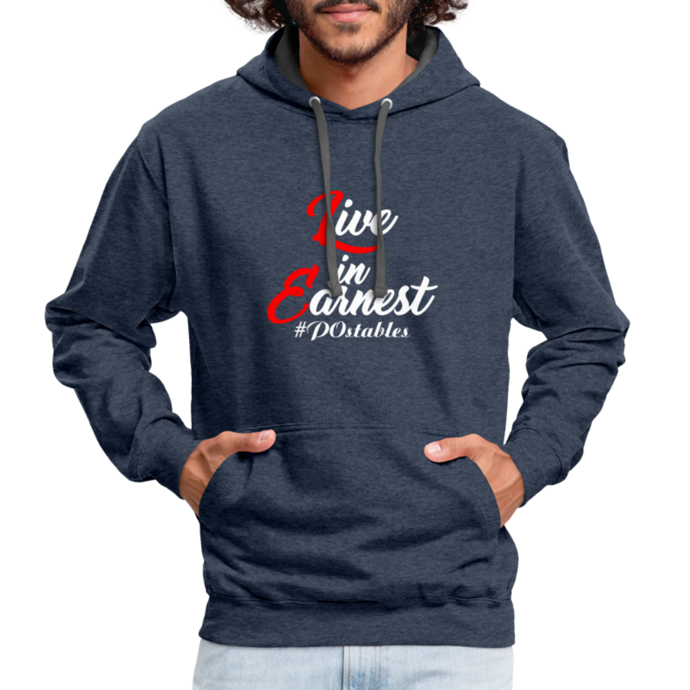 Live in Earnest W Contrast Hoodie - indigo heather/asphalt