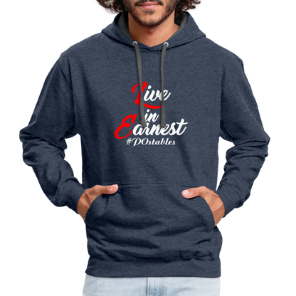 Live in Earnest W Contrast Hoodie - indigo heather/asphalt