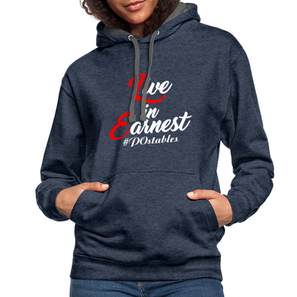 Live in Earnest W Contrast Hoodie - indigo heather/asphalt