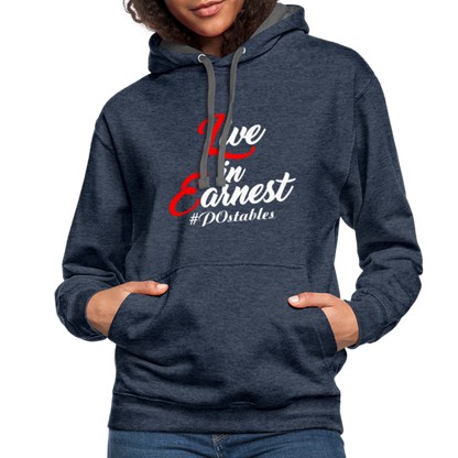 Live in Earnest W Contrast Hoodie - indigo heather/asphalt