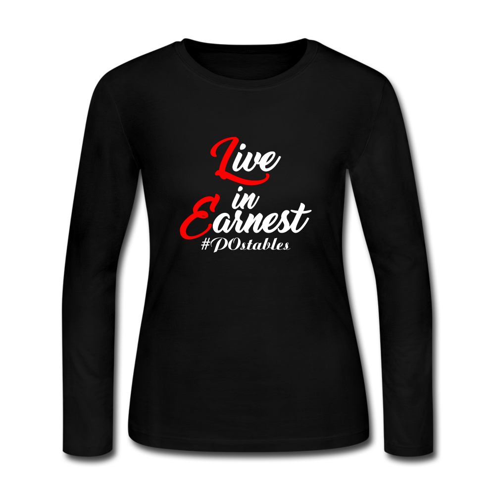 Live in Earnest W Women's Long Sleeve Jersey T-Shirt - black