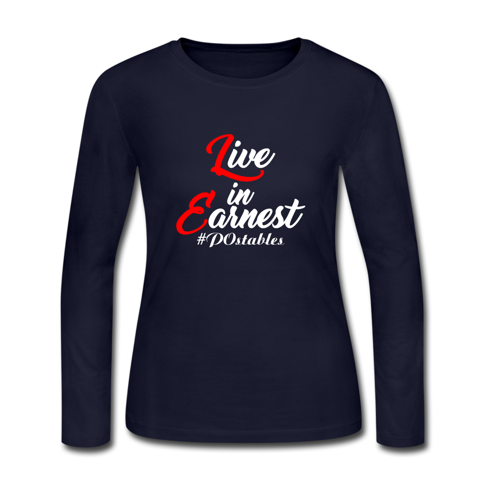 Live in Earnest W Women's Long Sleeve Jersey T-Shirt - navy
