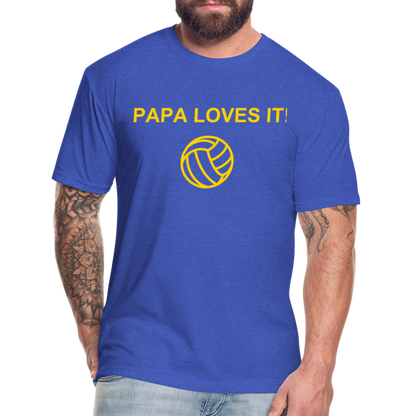 Papa Loves It - Fitted Cotton/Poly T-Shirt by Next Level - heather royal