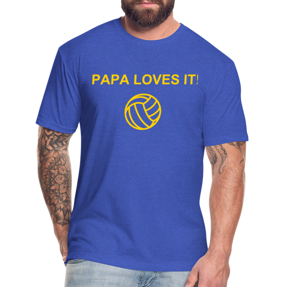 Papa Loves It - Fitted Cotton/Poly T-Shirt by Next Level - heather royal
