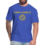 Papa Loves It - Fitted Cotton/Poly T-Shirt by Next Level - heather royal