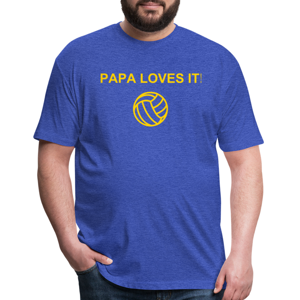 Papa Loves It - Fitted Cotton/Poly T-Shirt by Next Level - heather royal