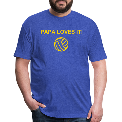 Papa Loves It - Fitted Cotton/Poly T-Shirt by Next Level - heather royal